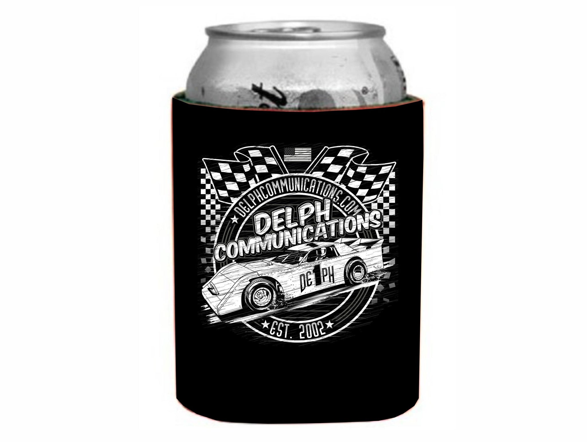 NEW* Black Delph Communications Can Koozie – Old Dirt Shirts